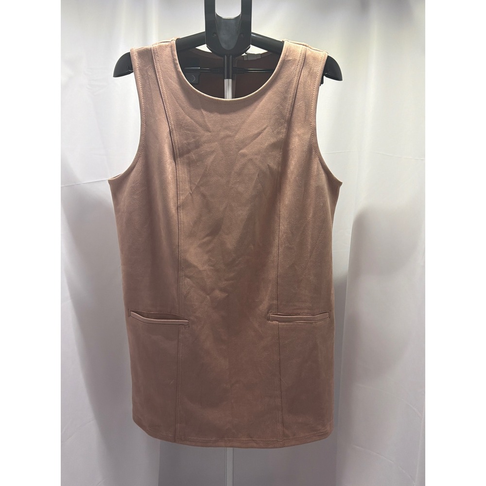 A New Day Women Light Pink Faux Suede Sleeveless Shift Dress Size 16 NWT
